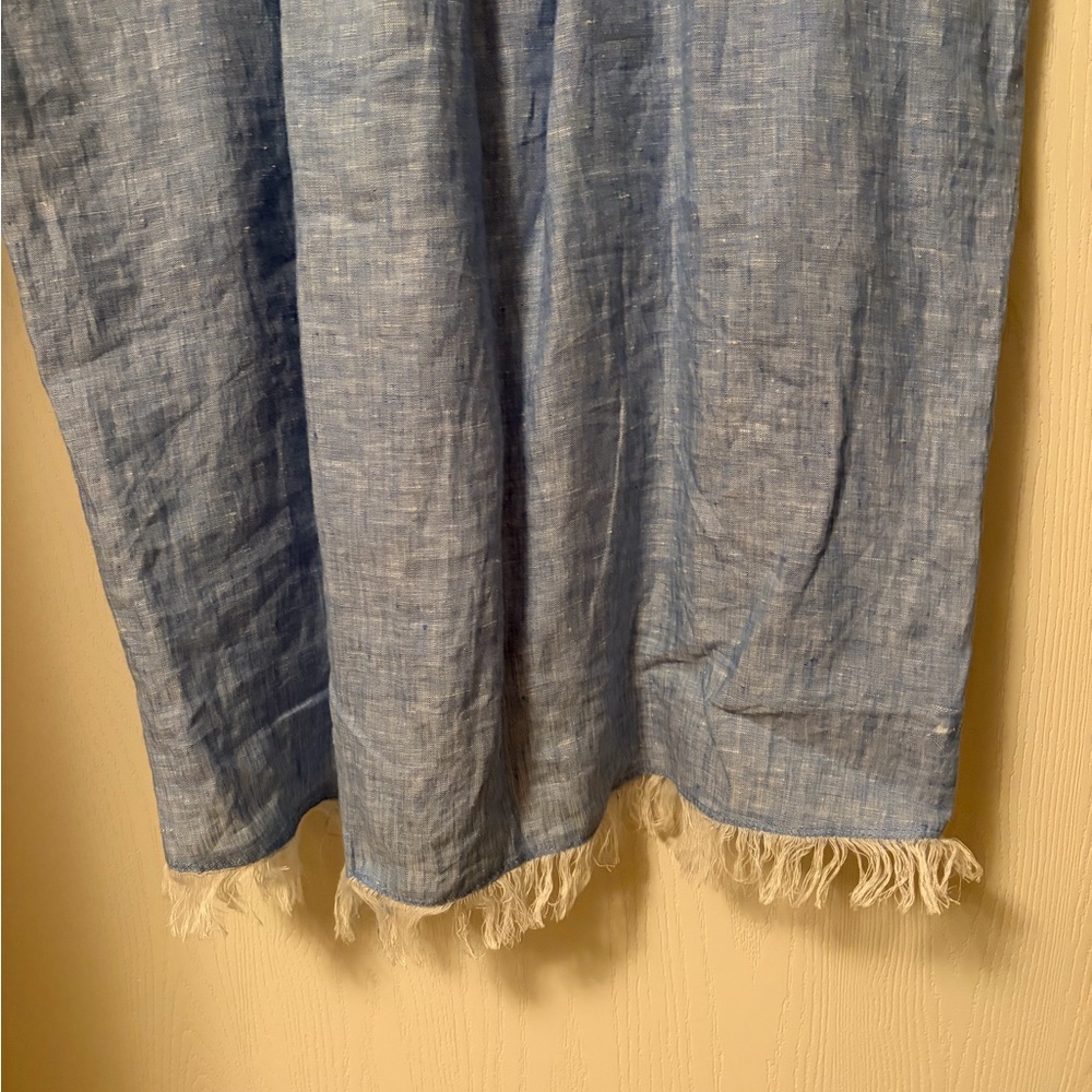 Karyn Seo Linen Embroidered V-Neck Raw Hem Lagenlook Tunic Dress Size Medium - Picture 11 of 12